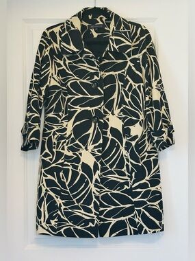 AK ANNE KLEIN Coat Black Tan Dressy Point Collar Like-New M